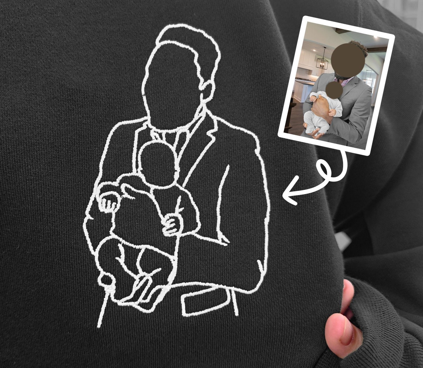 Custom Embroidered Portrait from Your Photo T-Shirt - Image 3