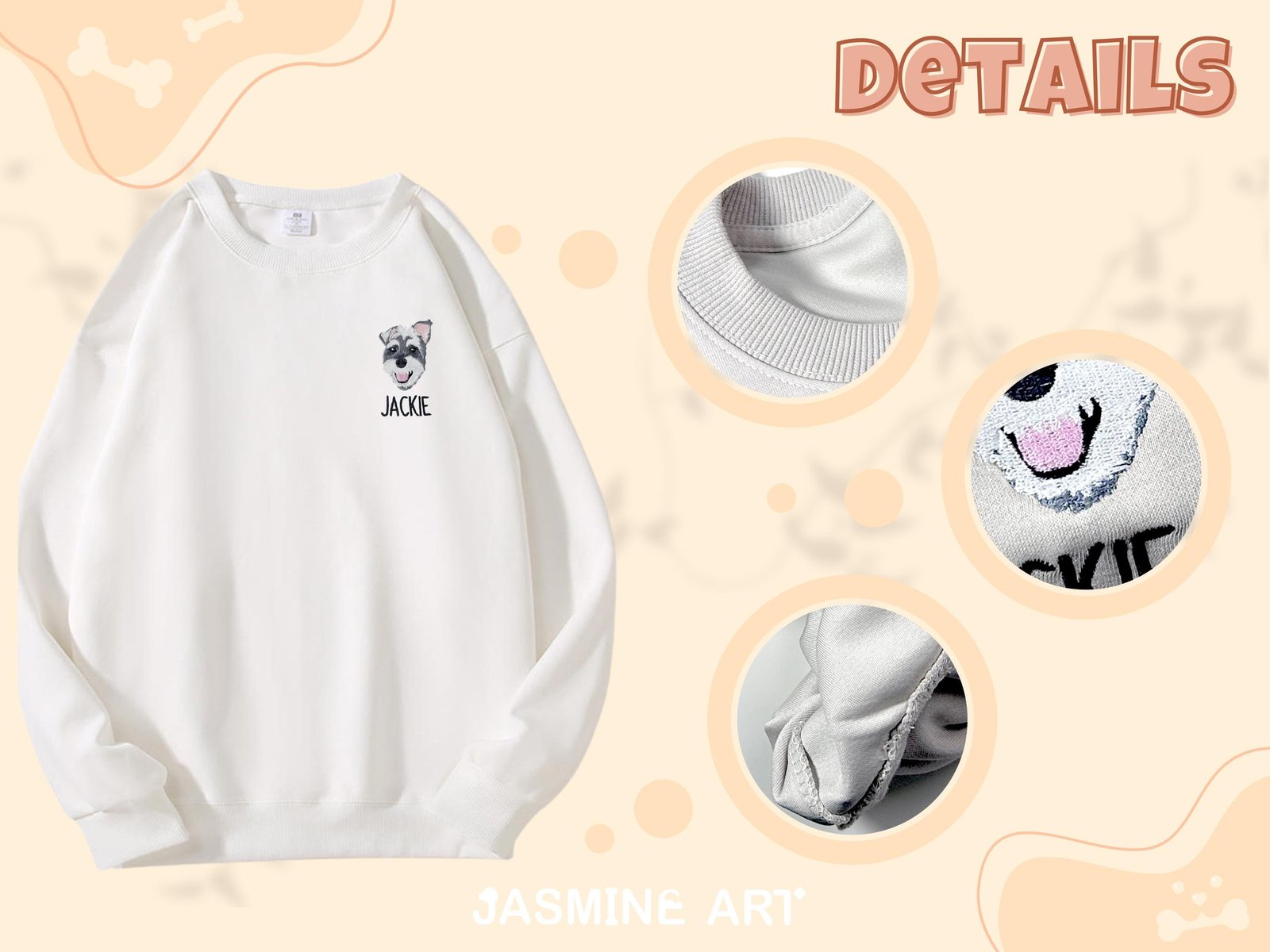 Dog & Cat Face Embroidery Sweatshirt - Image 6