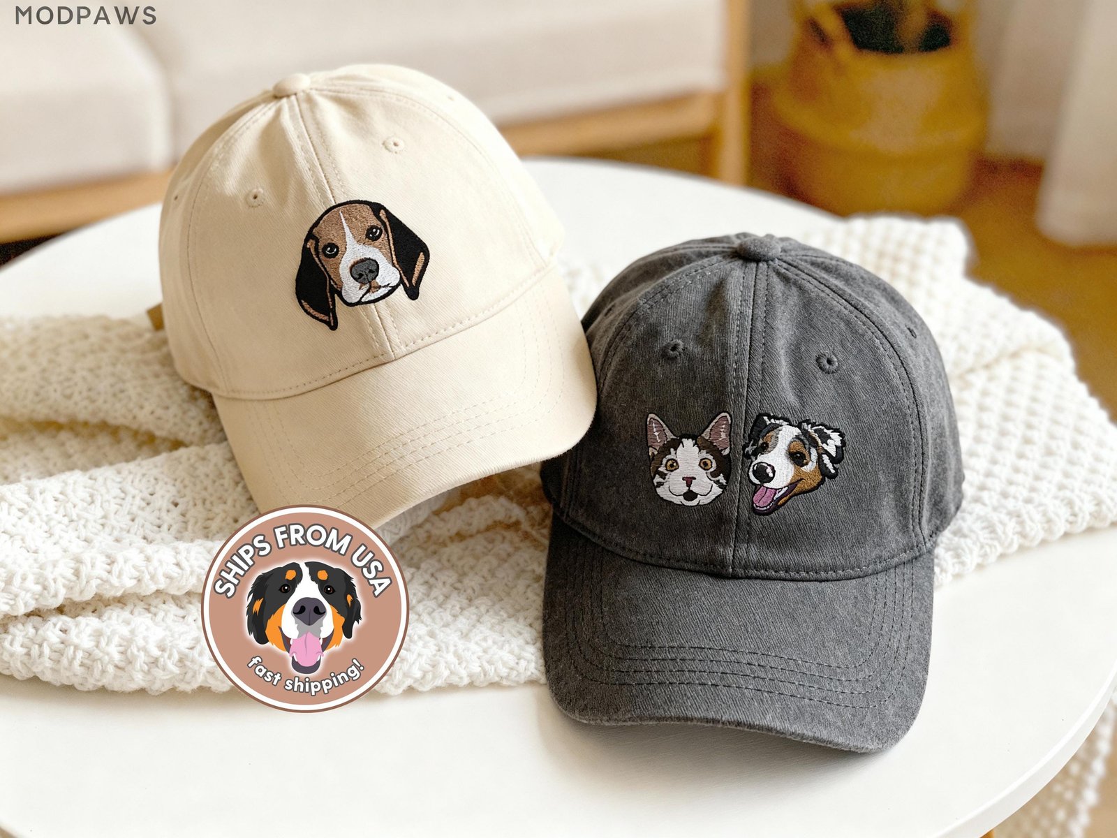 Custom Embroidered Pet Photo Dad Hat | Dog and Cat Baseball Cap