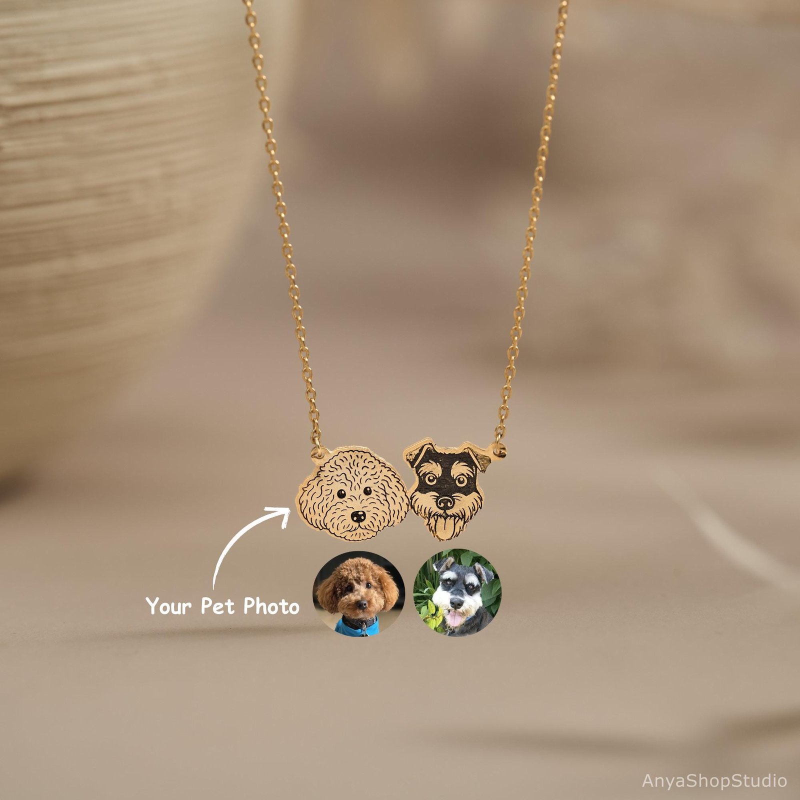 Custom Pet Portrait Necklace | Pet Memorial Jewelry Dog Cat Gift