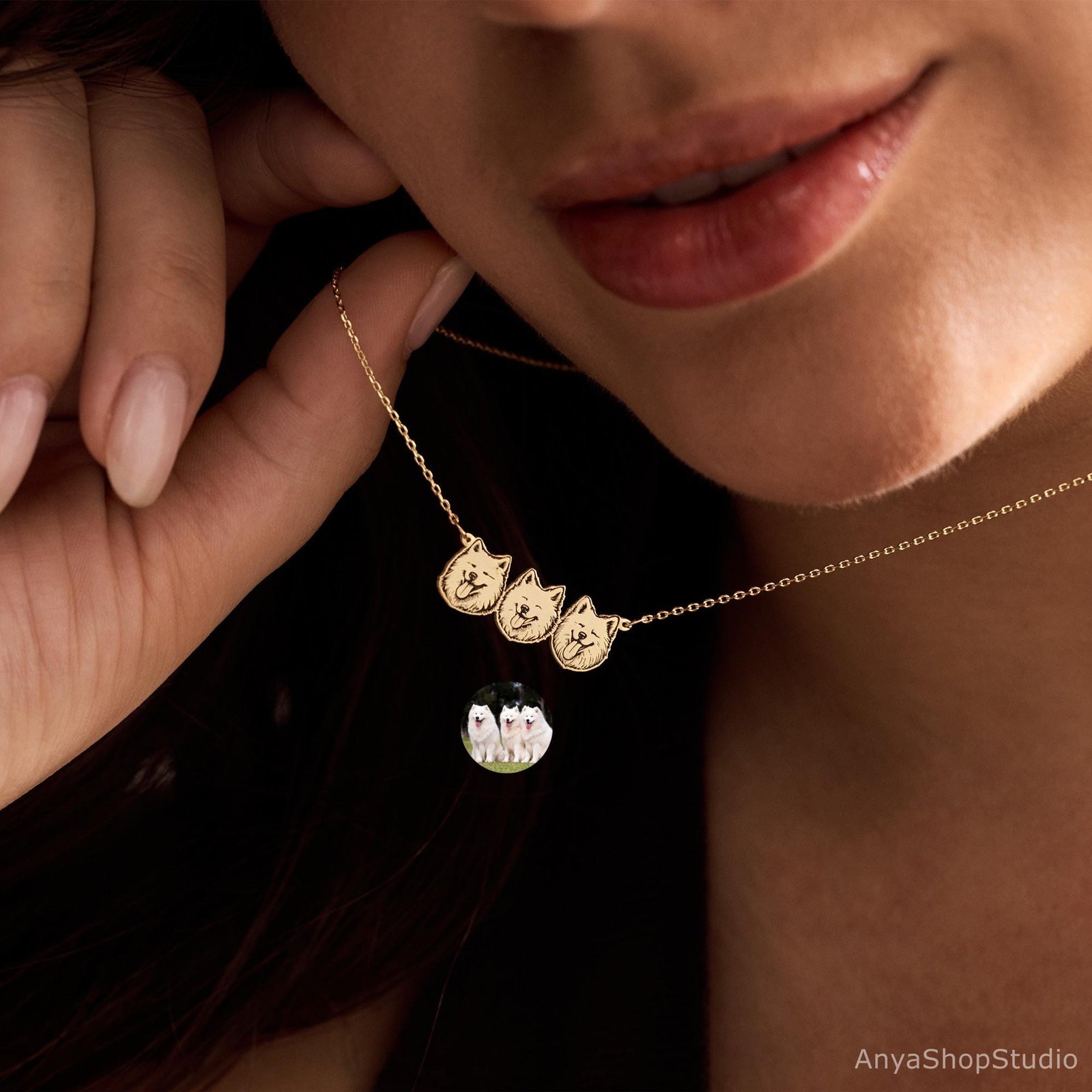 Custom Pet Portrait Necklace | Pet Memorial Jewelry Dog Cat Gift - Image 2