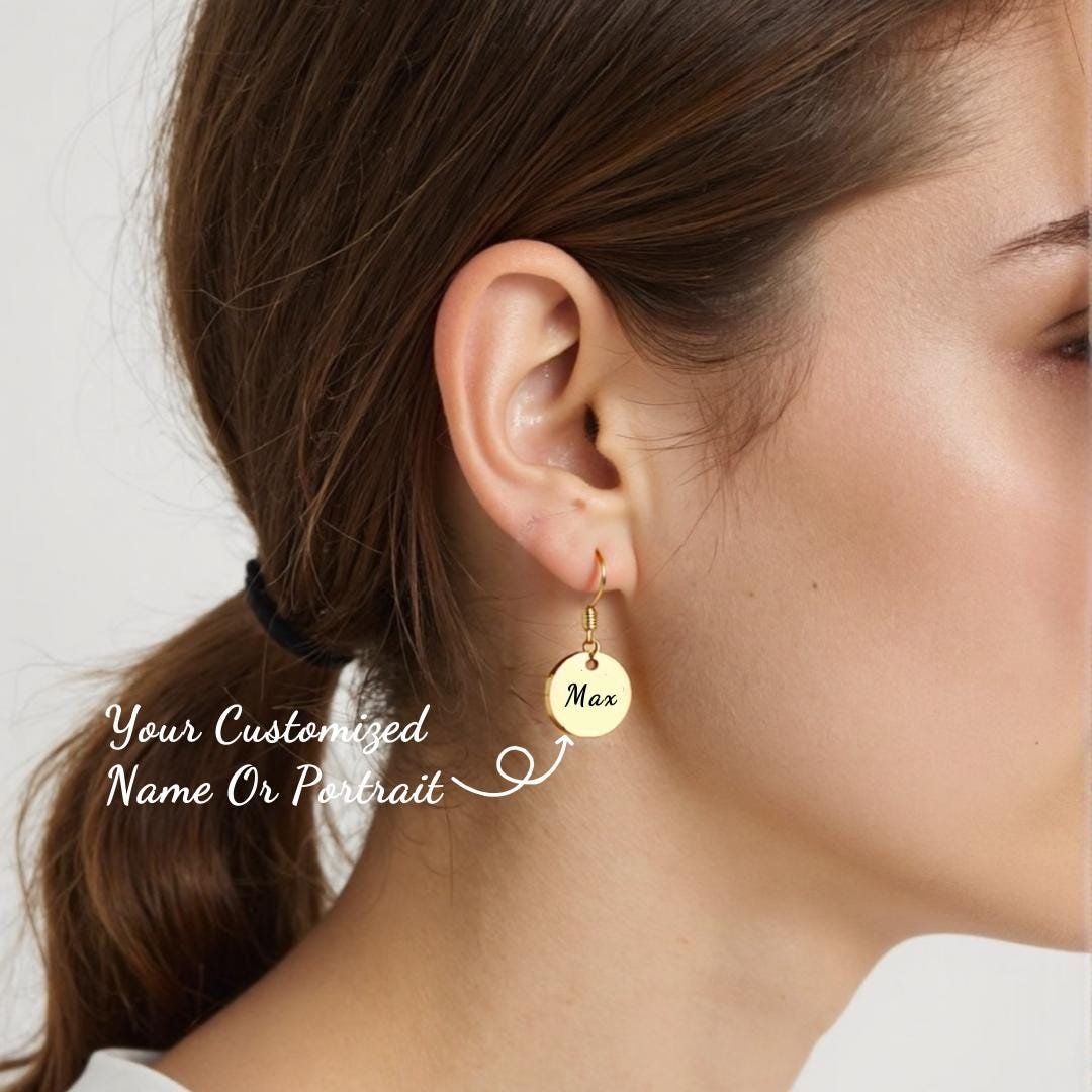Custom Pet Portrait Earrings | Laser-Engraved Stainless Steel Keepsake - Image 6