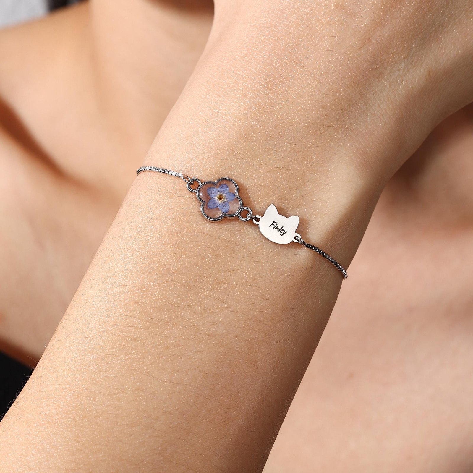 Personalized Cat Name Bracelet | Cat Memorial Jewelry Sympathy Gift - Image 7