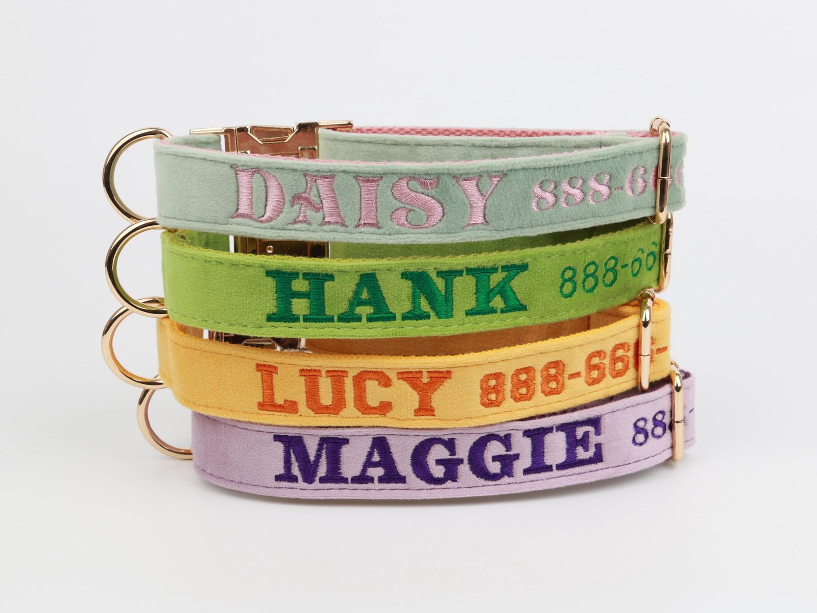 Personalized Embroidered Velvet Dog Collar | Custom Pet Name Collar