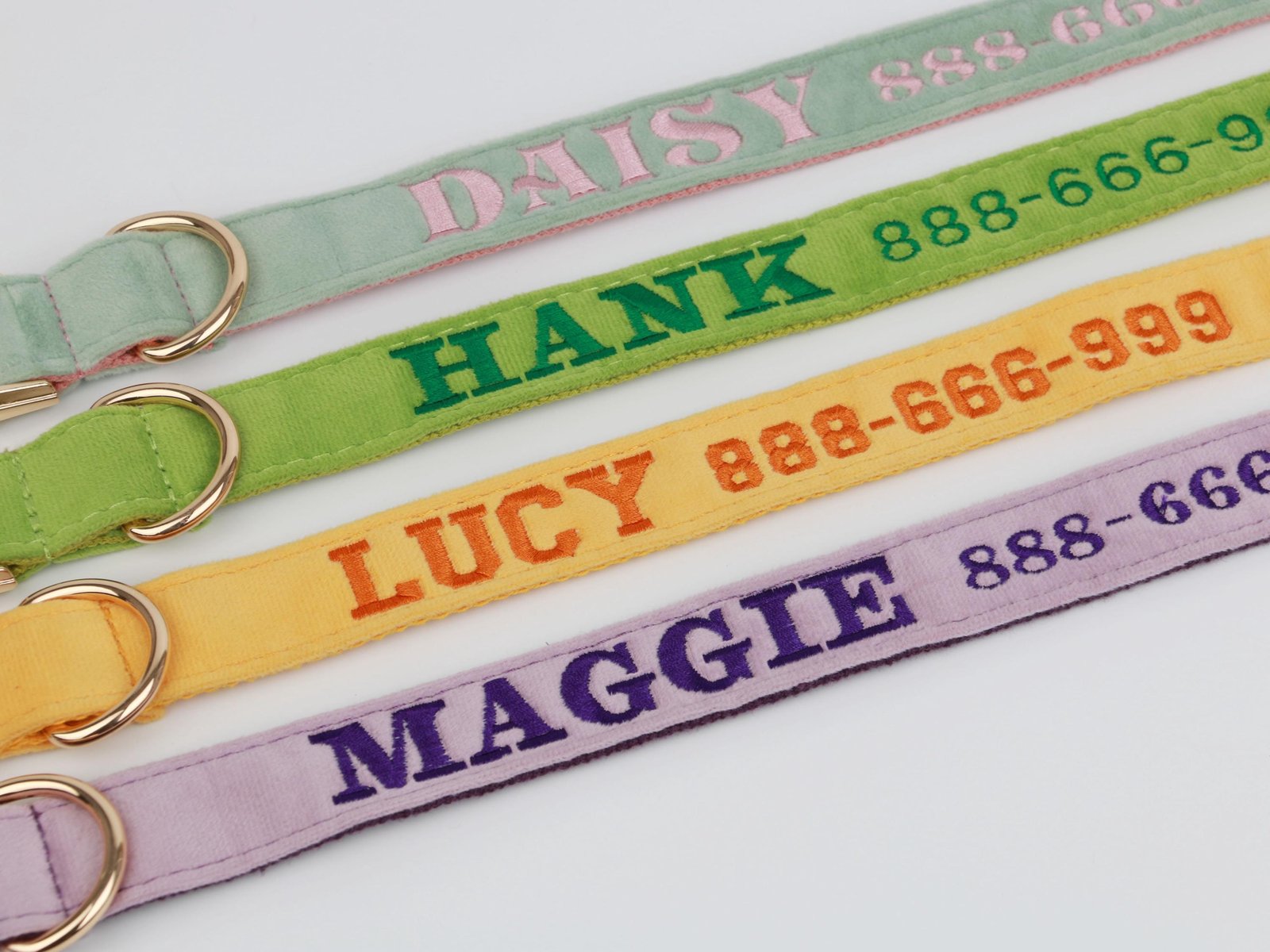 Personalized Embroidered Velvet Dog Collar | Custom Pet Name Collar - Image 2