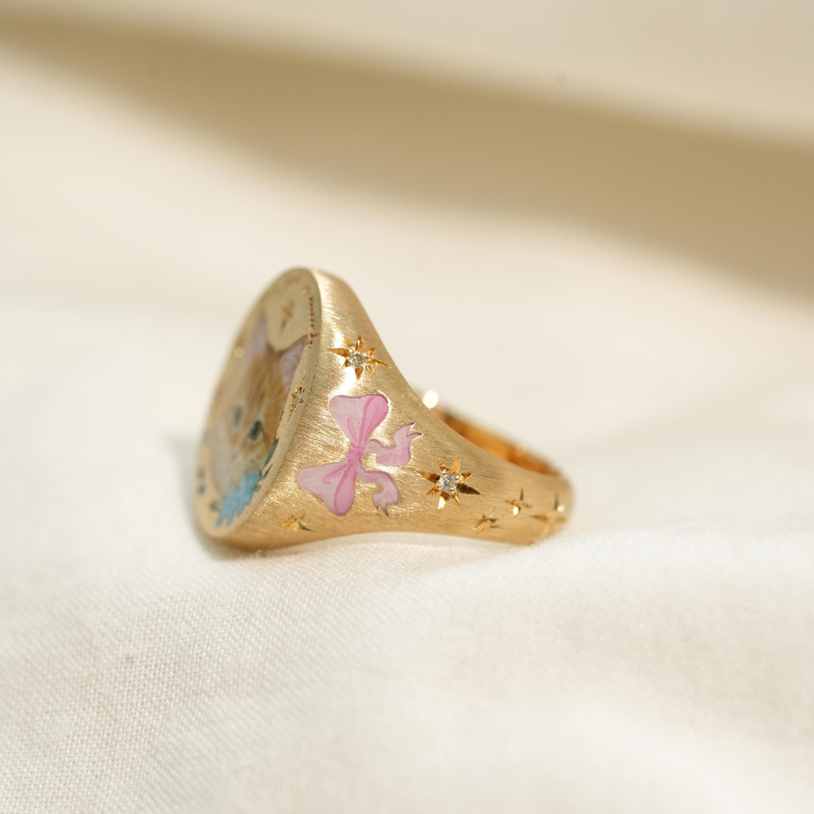 Custom Cat Portrait Ring | Pet Enamel Ring Memorial Jewelry - Image 3