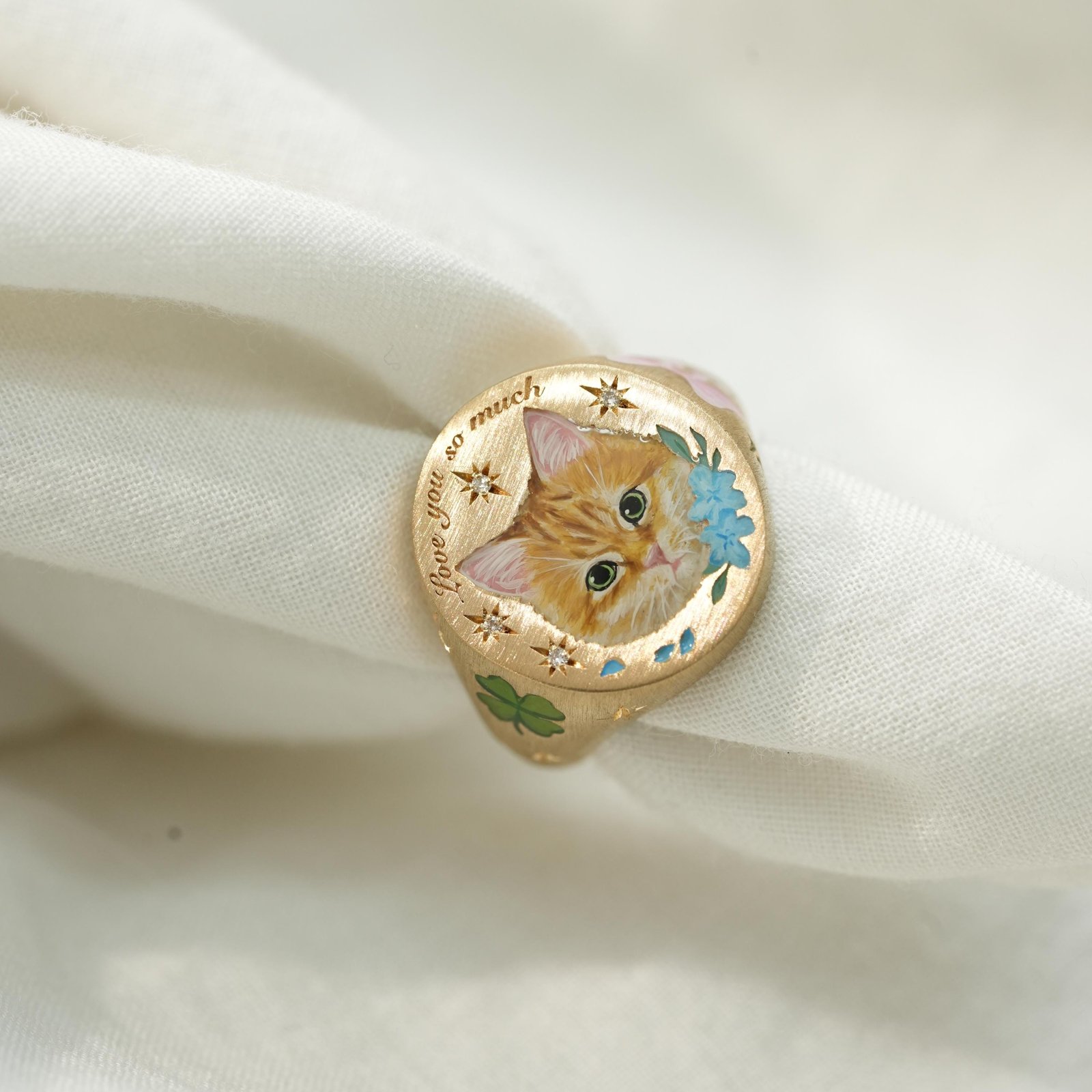 Custom Cat Portrait Ring | Pet Enamel Ring Memorial Jewelry - Image 5