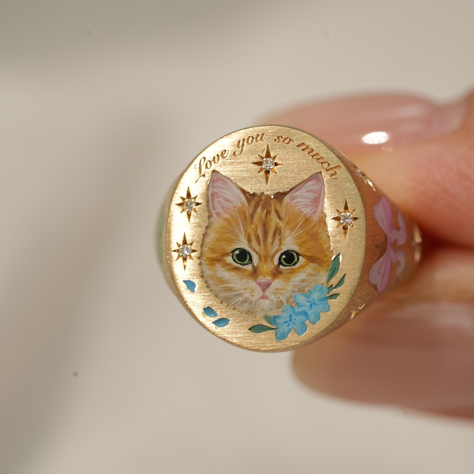 Custom Cat Portrait Ring | Pet Enamel Ring Memorial Jewelry - Image 6