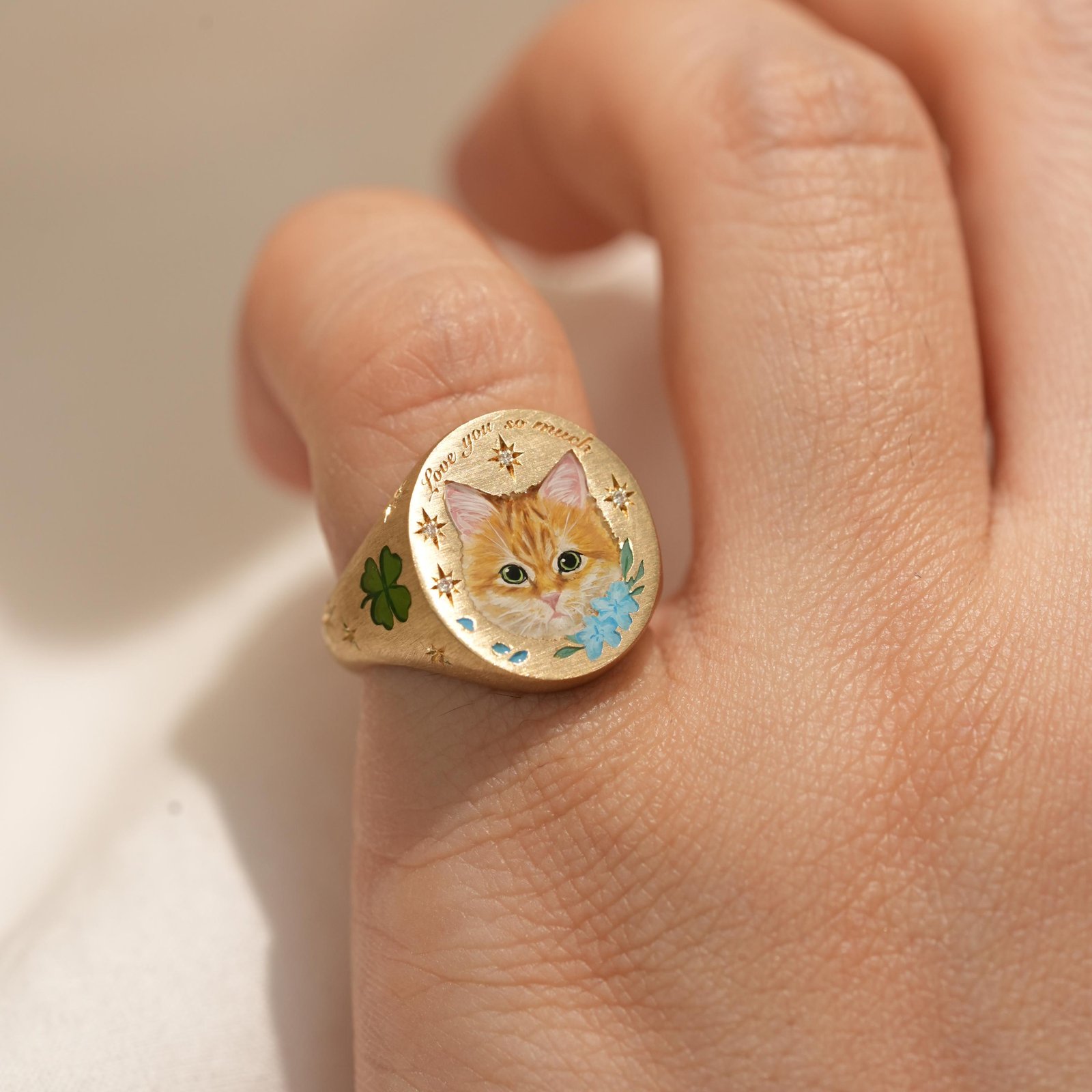 Custom Cat Portrait Ring | Pet Enamel Ring Memorial Jewelry - Image 7
