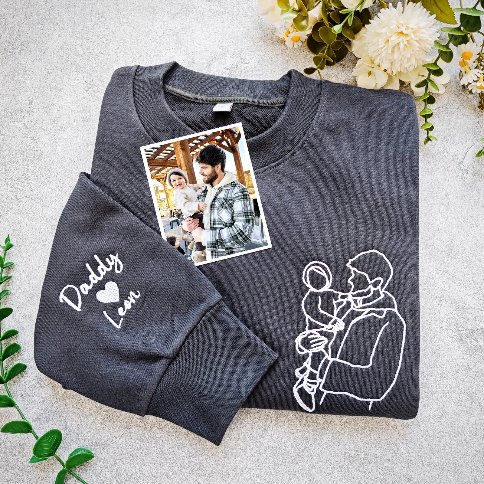 Father's Day Sweatshirt | Custom Embroidered Family Portrait