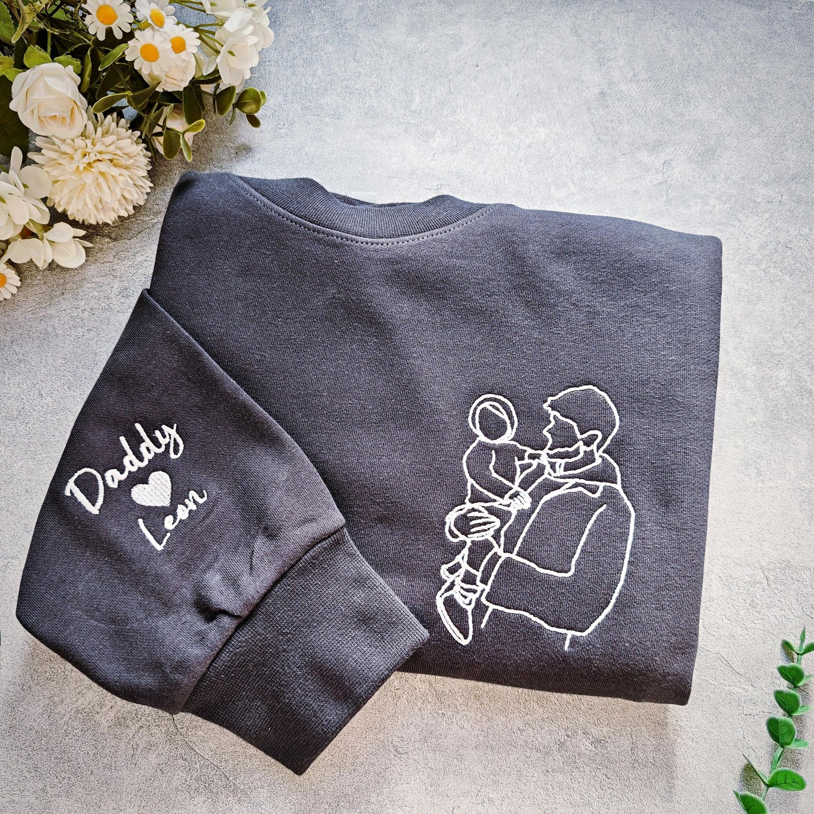 Father's Day Embroidered Photo Portrait Sweatshirt - Image 2