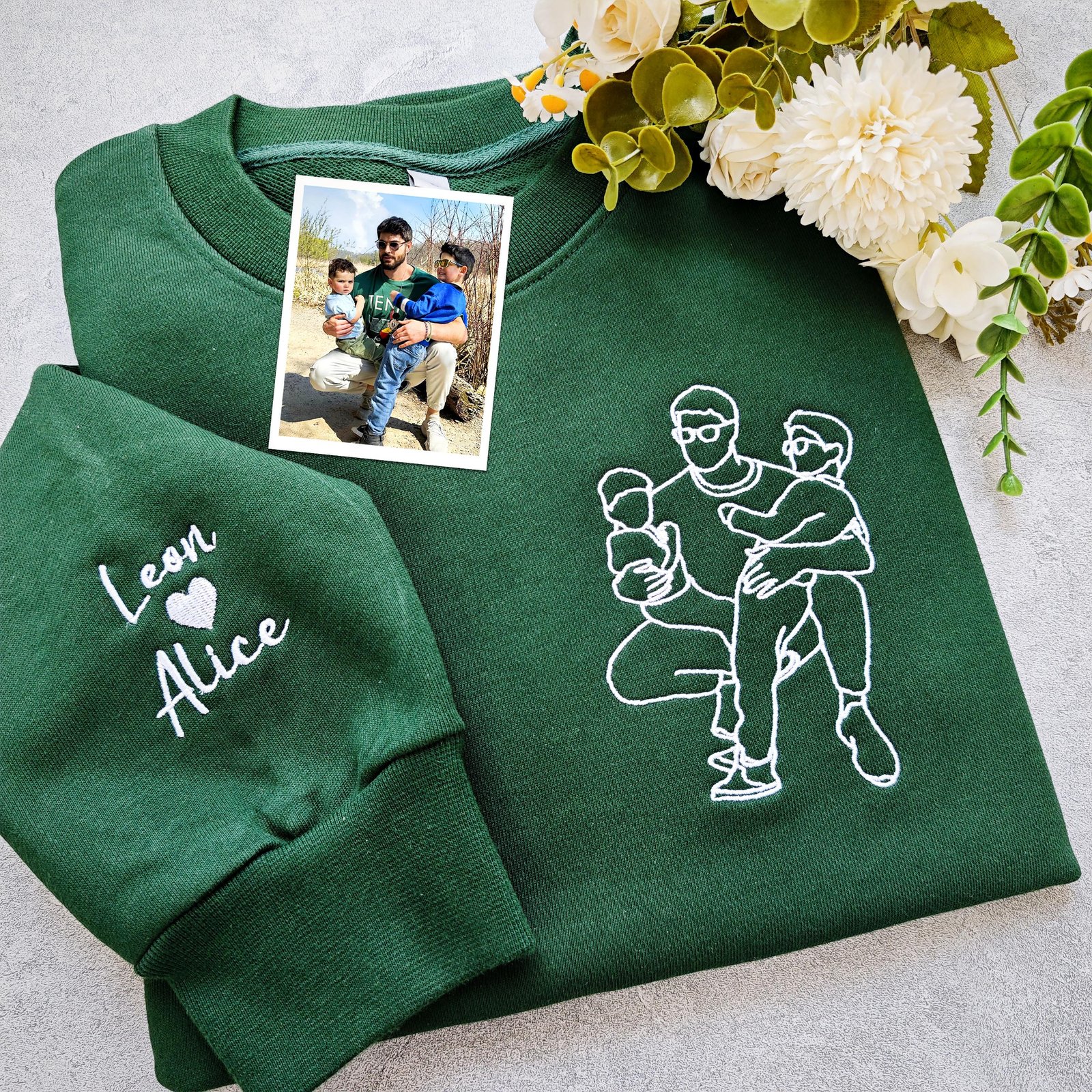 Father's Day Embroidered Photo Portrait Sweatshirt - Image 3
