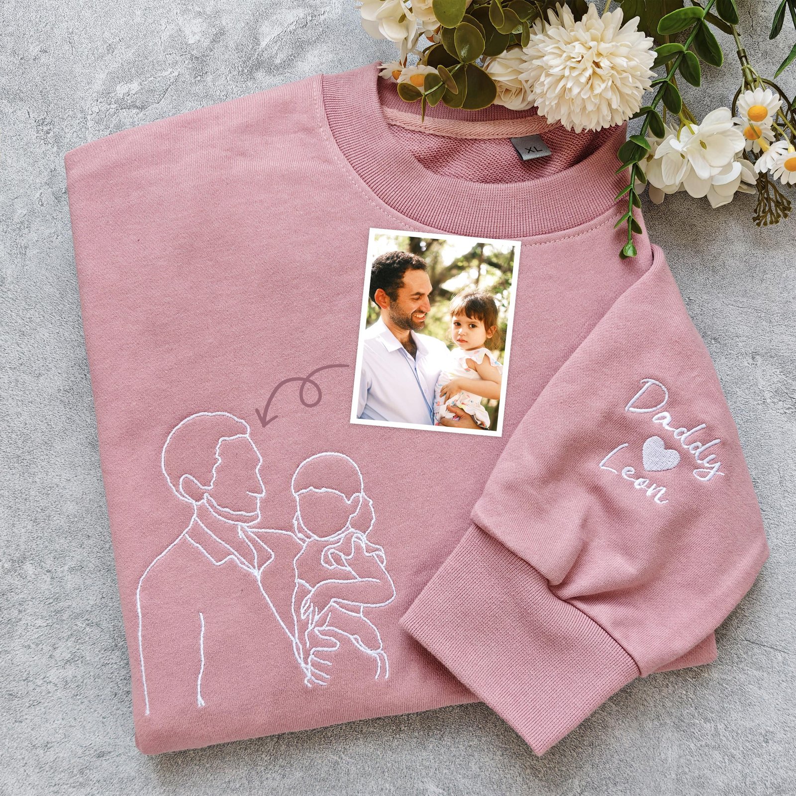 Father's Day Embroidered Photo Portrait Sweatshirt - Image 4