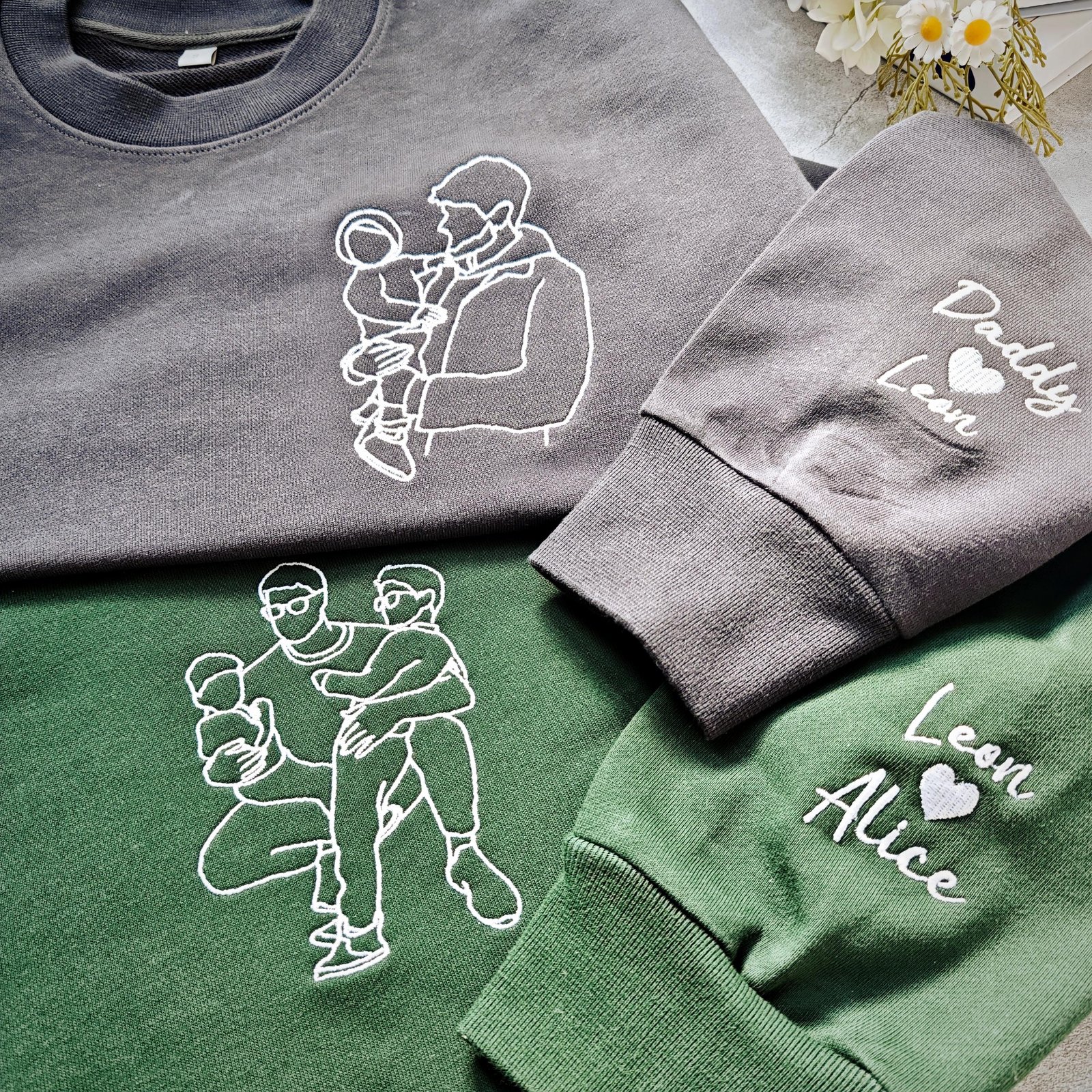 Father's Day Embroidered Photo Portrait Sweatshirt - Image 5