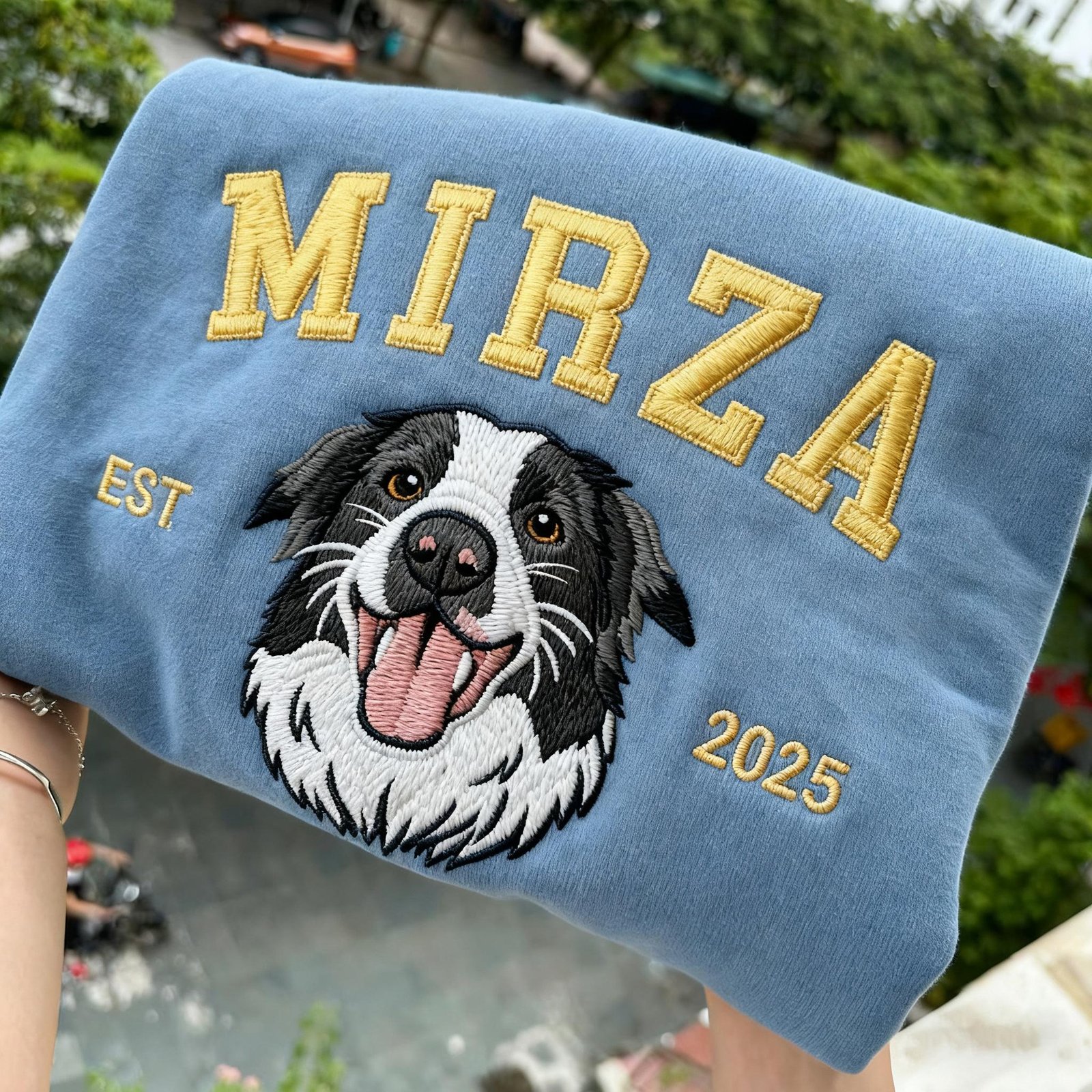 Embroidered Dog Hoodie | Custom Pet Portrait Sweatshirt