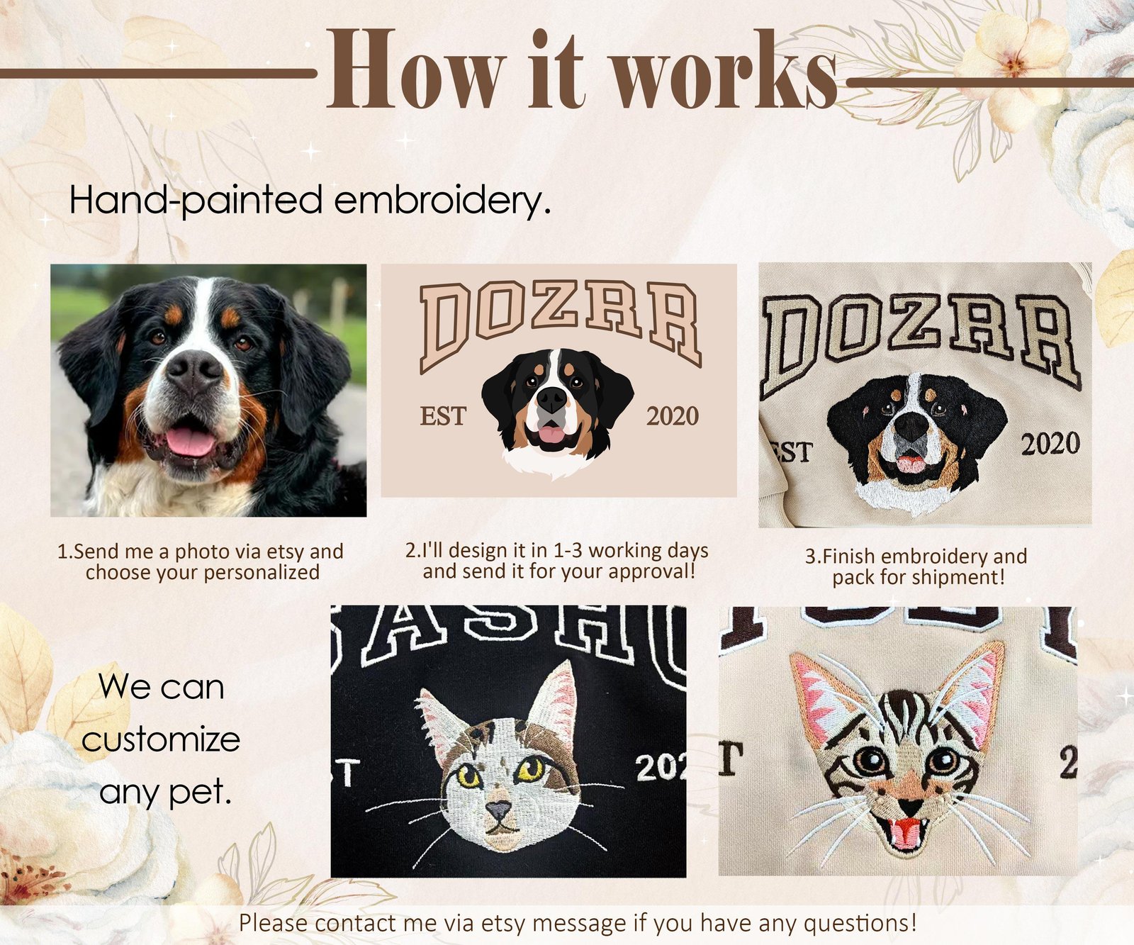 Pet Embroidered Sweatshirt - Embroidered Dog Hoodie - Image 9